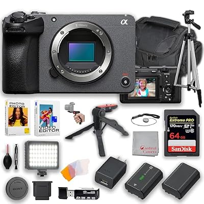 Sony FX30 Digital Cinema Camera | 26MP | LED Video Light, 64GB Memory, 50 Inch Tripod, Grip Tripod, Extra Battery & More