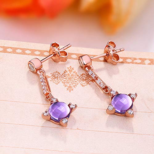 Boucles d'oreilles améthyste naturelle argent sterling 925, bijou tendance pour femme