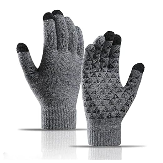 Sitthyw Varm handske halkfri pekskärm handskar stickade stretch fleecehandskar män varma vinterhandskar fingerhandskar vinter män handskar för löpning, cykling, vandring
