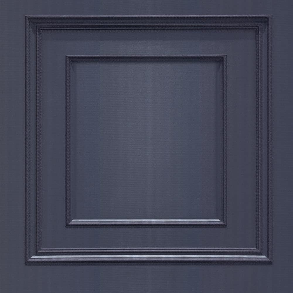 Amara Panel Vinyl Wallpaper Dark Blue - Wood Panel - Belgravia 7375