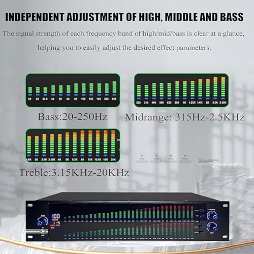 Ecualizador gráfico digital profesional estéreo de 31 bandas, con reducción automática de ruido, chip de procesamiento DSP, 10 efectos preestablecidos y ajuste independiente de graves, medios y agudos, para estudio de grabación miniatura 4
