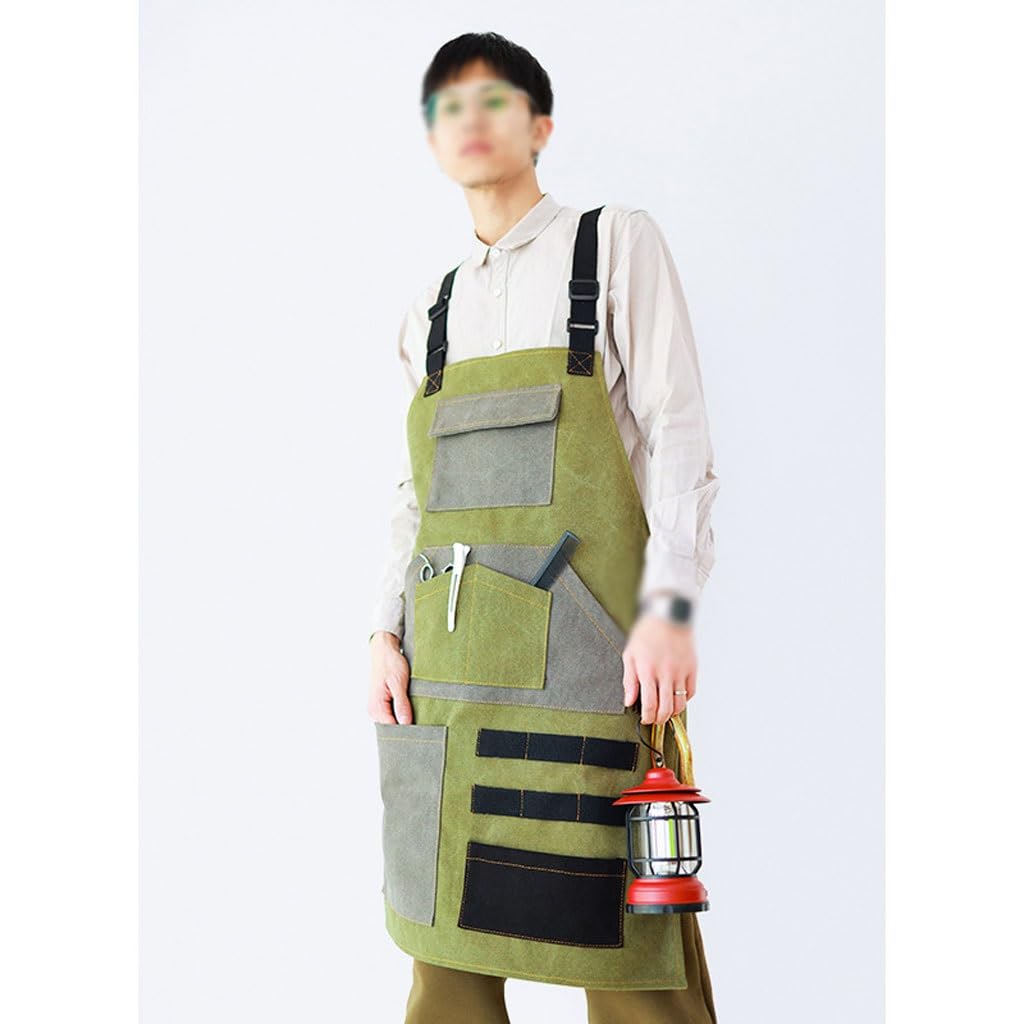 TEESONG Delantal de Chef Delantal de Lona Retro japonés for Mujer, Barista for Hornear té de la Leche, jardinería Floral, Ropa de Trabajo for Hombres al Aire Libre Delantales para Hombres(B)