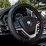 Valleycomfy Leather Steering Wheel Covers Universal 15.75 inch -Breathable, Anti Slip & Odor Free (Black with Black Lines,L(15' 1/2-16'))
