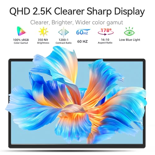 Image of 16 inch 2.5K Portable Monitor - QHD Laptop Screen Extender 100% sRGB Wide Color HDMI /USB C /USB A Travel External Display Stand Gaming Monitor for PC Windows MAC Computer Switch Phone Xbox PS4 /5