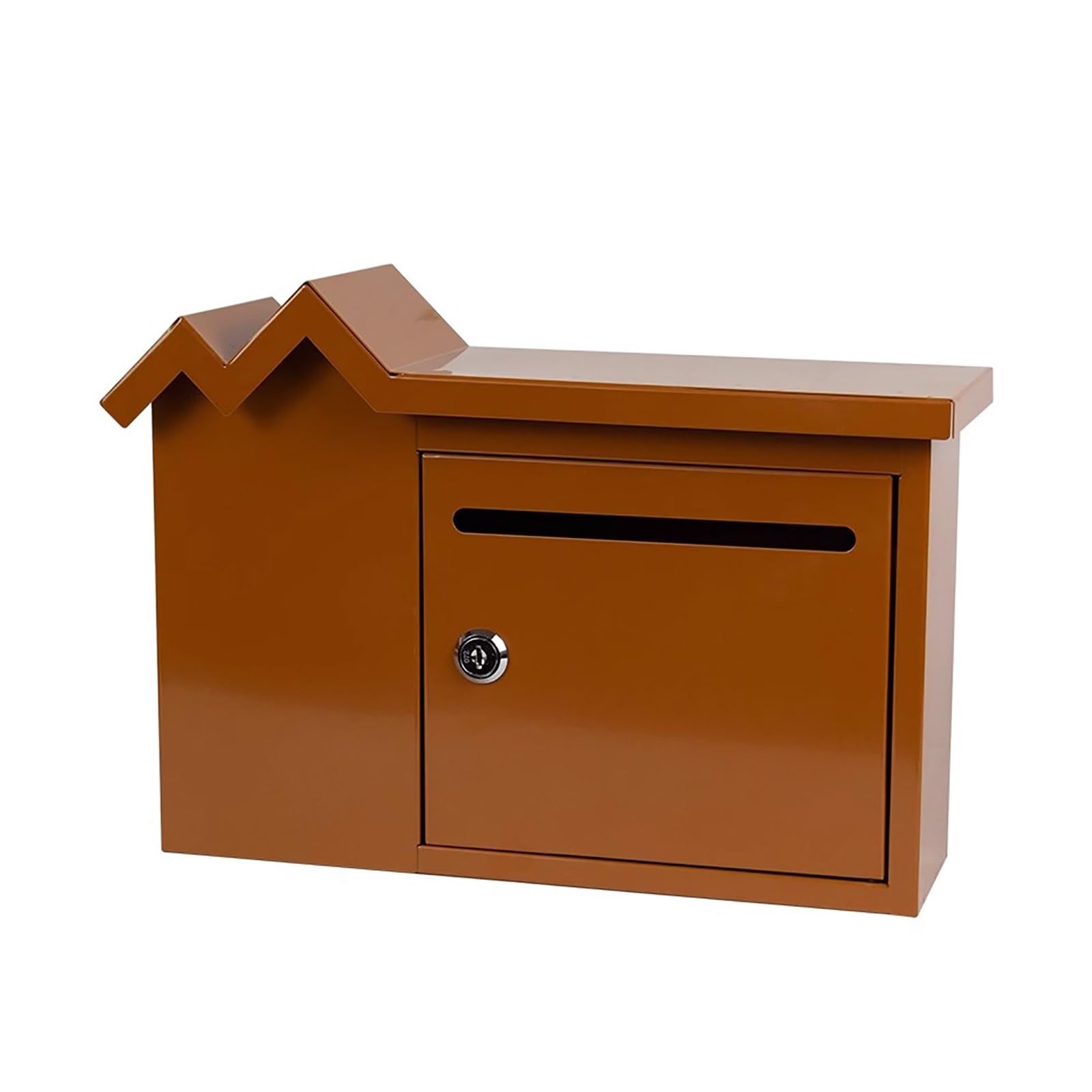 Email address, Simple Creative Mailbox, Galvanized Plate with Lock, Durable, Suitable for Home, School, Office(Brown)