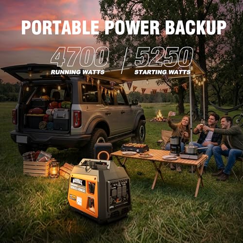 Image of GENMAX 5250W Portable Inverter Generator (2026), Ultra-Quiet & Lightweight, CO Detector, EPA Compliant, Home Backup Camping RV （GM5250iA）
