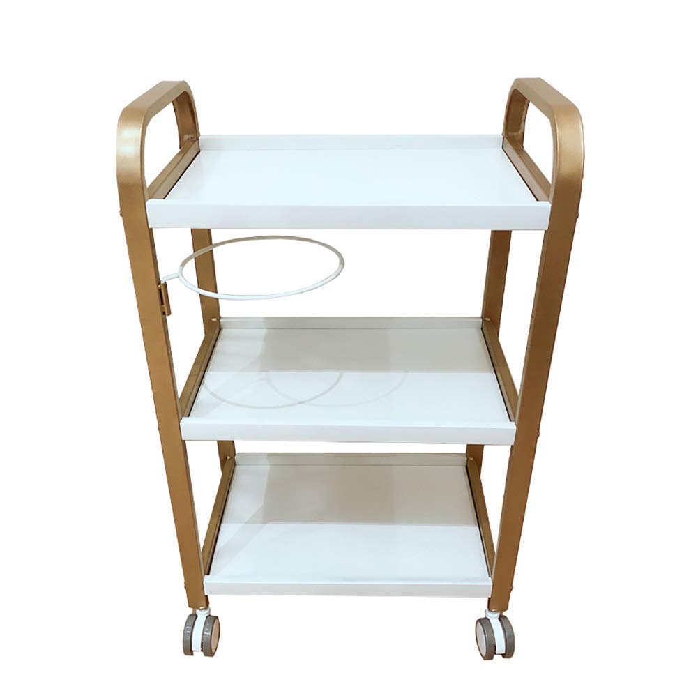 asdchZen Carts Trolley Movable Carts, Kitchen Storage Hand Trucks, Rolling Cart Shelf With Wheels, Hair Spa Equipment Organizer Trolley/White/40X30X83Cm