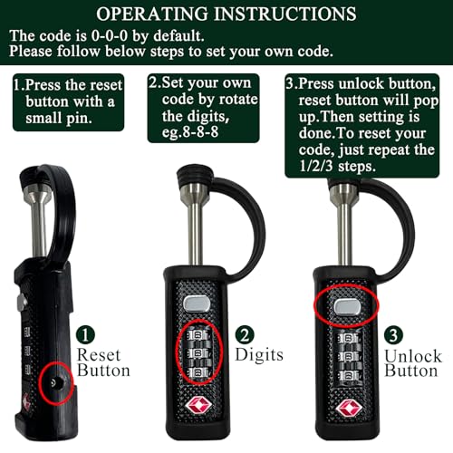 Image of LAFENLIN TSA Approved Firearm Travel Case Locks, Gun Case Hard Pistol Cases Lock Gun Carrying Case Lock, Cut-Proof Case TSA Padlocks for Rifles /Revolver /Handgun /Camera Hard Cases