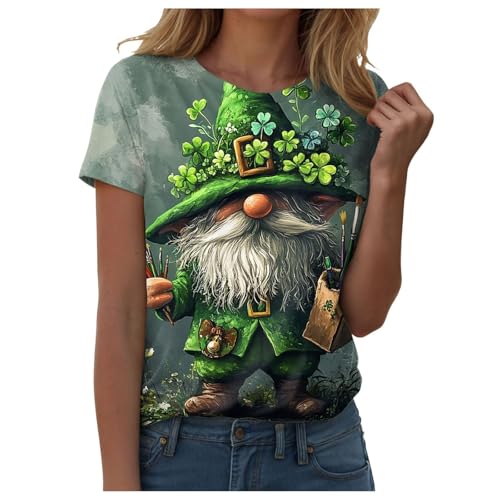 Camisetas verdes de la suerte para mujer, para bares, beber en interiores, calle, día de San Patricio, camiseta de Irlanda con estampado de trébol irlandés, camisetas con cuello redondo, sudaderas