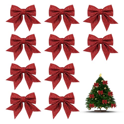 10Stück Weiß Schleifen Weihnachten,Weihnachtsdeko...