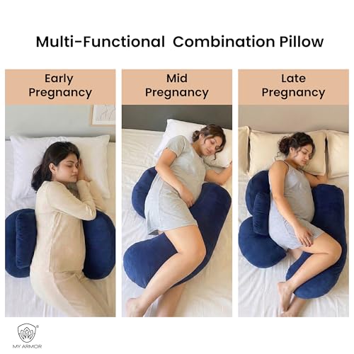 Image of MYARMOR Maternity Pillow Bundle | Full Body Pregnancy Pillow for Back, Belly, Hips & Leg Support | Adjustable Butterfly Design | Soft Travel-Friendly Cuddle Pillow for Pregnant Women