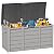 Patiomore 75 Gallon Deck Storage Box Resin Outdoor Storage Container with Handles for Patio Garden Yard, Black, Grey