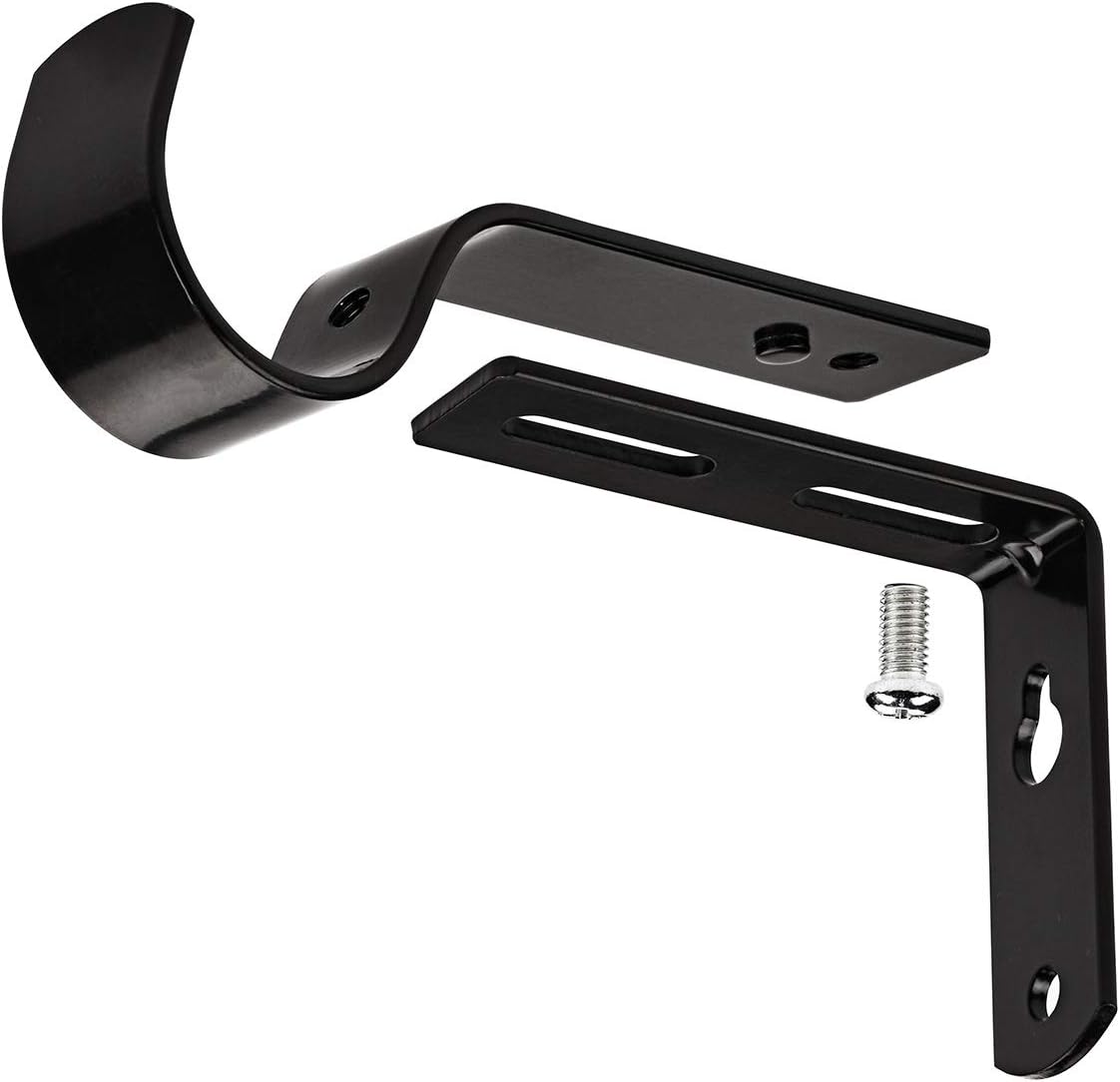 Curtain Rod Bracket Set of 2 for 1 Or 1 1/8 Inch Rods , Adjustable - Black