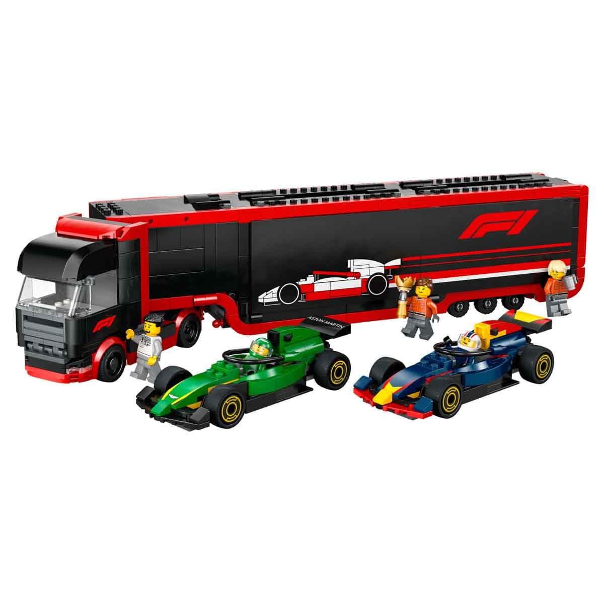 LEGO City Autotrasportatore F1 con Monoposto RB20 e AMR24 F1 - Camion Giocattolo da Costruire con 2 Modelli di Auto da Corsa dei team Red Bull e Aston Martin - Include 2 piloti e Simulatore 60445