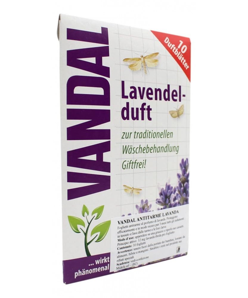 Vandal - Anti-polillas Lavanda, 10 Unidades | Protección Efectiva contra Polillas para Armarios | Ideal para Familias | 