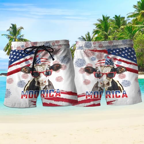 V-DECORPARKS 4 of July Mens Swim Trunks - American Flag Swimming Trunk for Men - Beach Shorts, Mens Swim Shorts 682