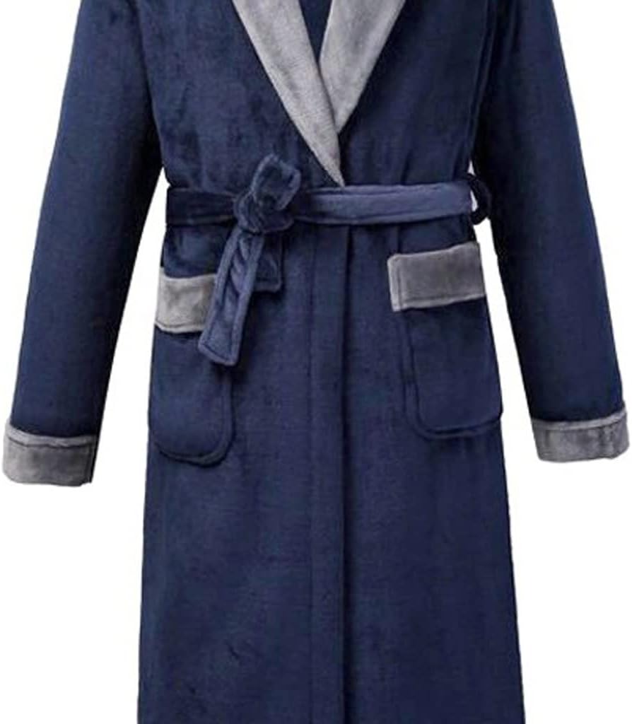 Men's Robe Pajamas Plus Size Thick Coral Fleece Loungewear Loose Bathrobes