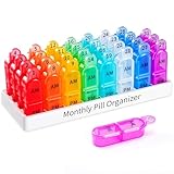 Daviky Monthly Pill Organizer 2 Times a Day - 30 Day Pill Box AM PM, BPA Free One Month Medicine Organizer Twice Daily, 31-Day Case to Hold Vitamins, Supplements & Medication