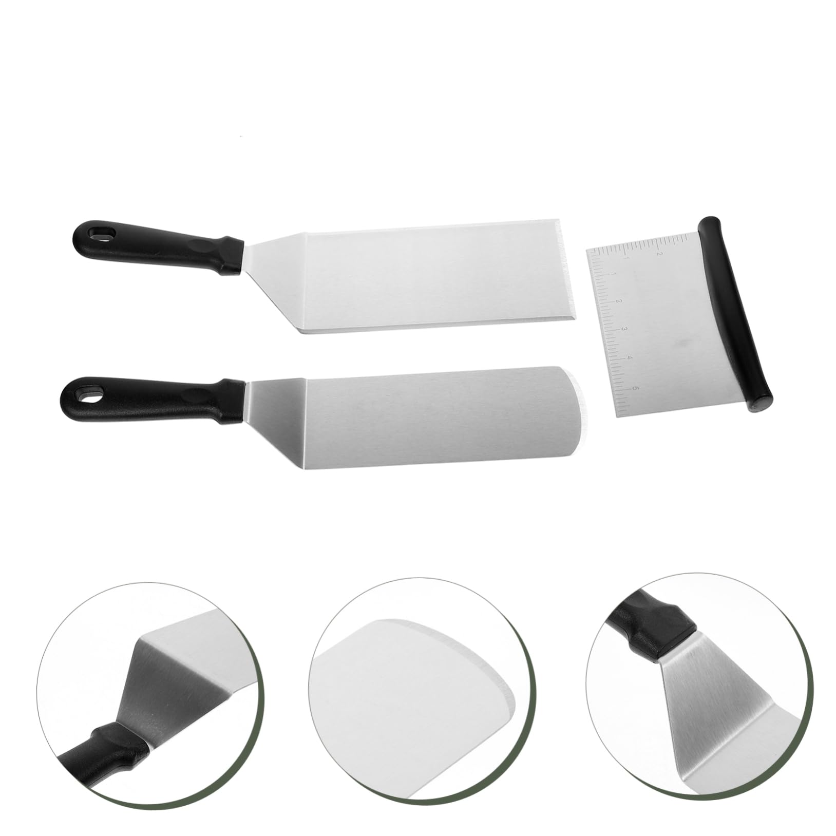 SOLUSTRE Spatola per Cucina in Acciaio Inossidabile e Pp Set 3 Pezzi per Girare e Mescolare, Utensile Resistente per Barbecue e Padelle Antiaderenti