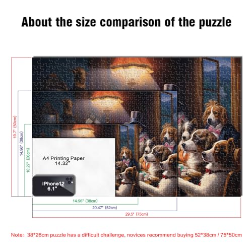Puzzle für Erwachsene und Kinder, Hunde Spielen Poker, Puzzle für Erwachsene, 1000 Holzpuzzle für Erwachsene und Kinder ab 10 Jahren, geheime, 1000 Teile (50 x 75 cm)