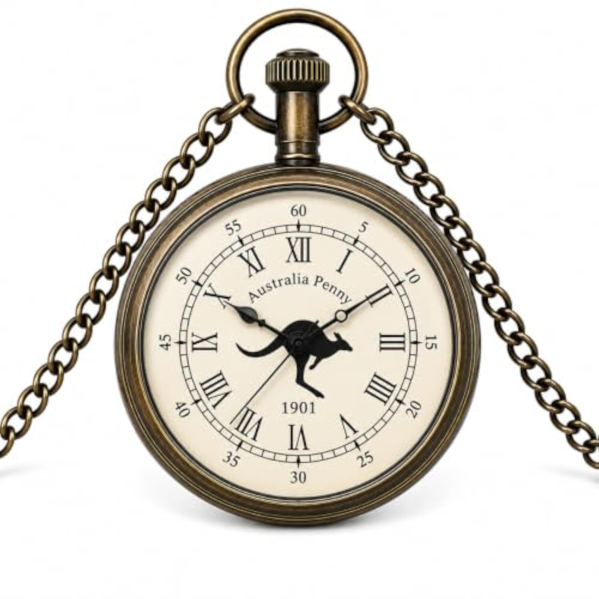 Vintage Australia Penny Pocket Watch with Chain