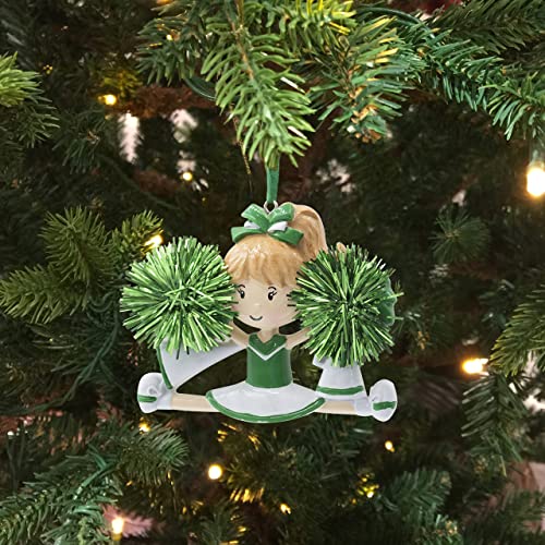 Uniqxmas Personalized Cheerleader Christmas Ornament 2023 - Free Customization | Cheer Girl Dancer Figurine Cheerleading With Real Green Pompom For Xmas Tree | Unique Keepsake - Custom Name & Year #TOP4
