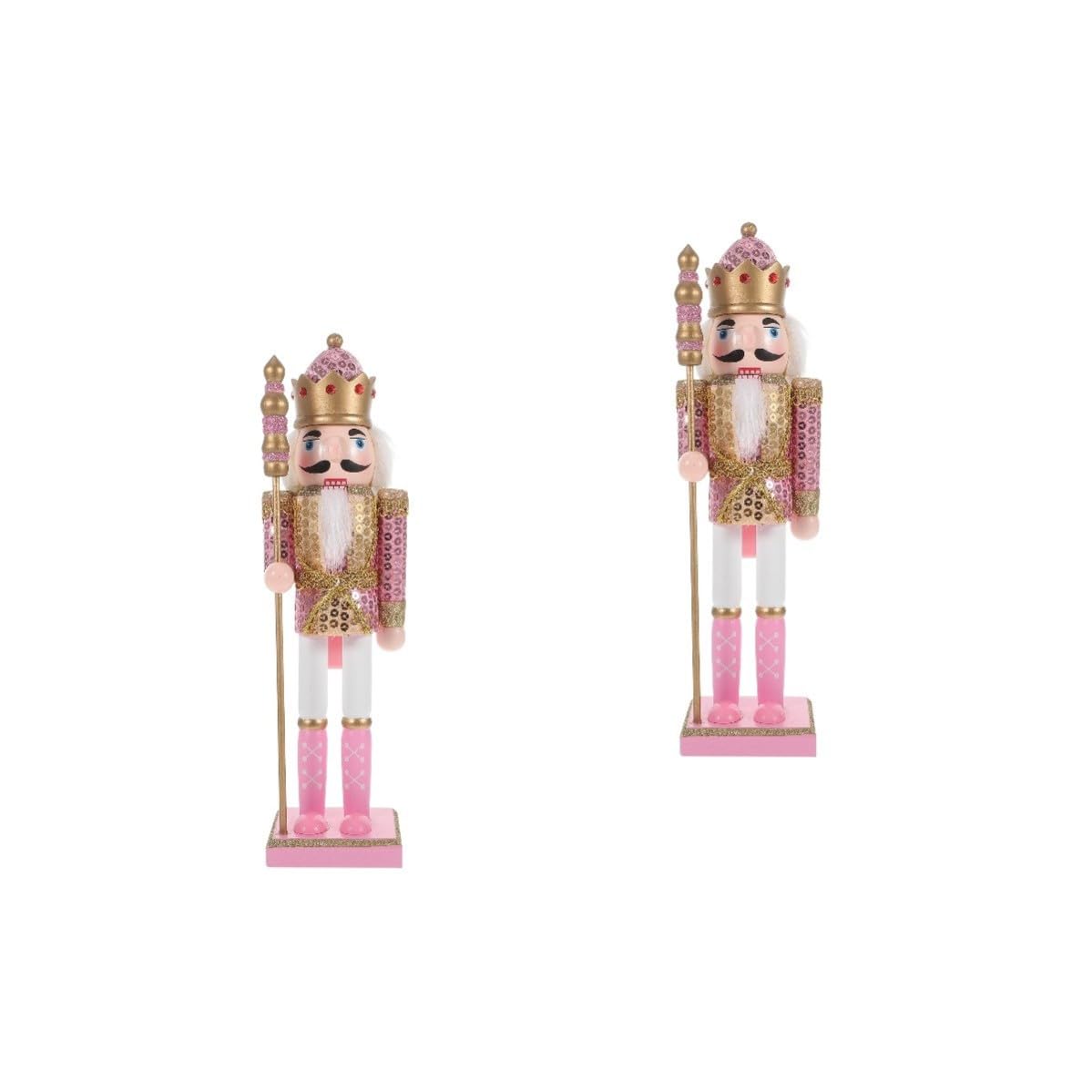 HOMSFOU 2 Pezzi Legno Ornamento Schiaccianoci Rosa Corona per Natale