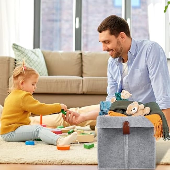 6Pcs Storage Cubes, 9x9x10inch Felt Storage Cubes,Felt Fabric Cube Storage Bins,Cloth Cube Storage Bins,12L Foldable Fabric Storage Baskets Cubby for Organizing Clothes Toys (Light Grey)