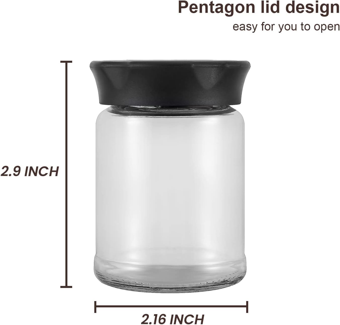 VEVOK CHEF Mini Glass Jars with Black Lids 2 pcs Food Storage Jar Kitchen Canister Small Coffee Tea Spice Storage Jar Set (4 Ounce) Gift image 3