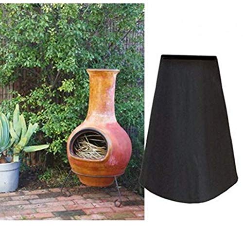Mitef Patio Chiminea Waterproof Cover Polyester Material Fire Pit Heater Cover for Outdoor Garden Backyard,33.1x18.9x8.3inches/84cmx48cmx21cm,Black