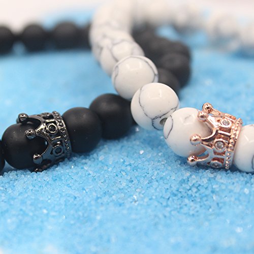 UEUC King&Queen Crown Distance Couple Bracelets His and Her Friendship 8mm Beads Bracelet4