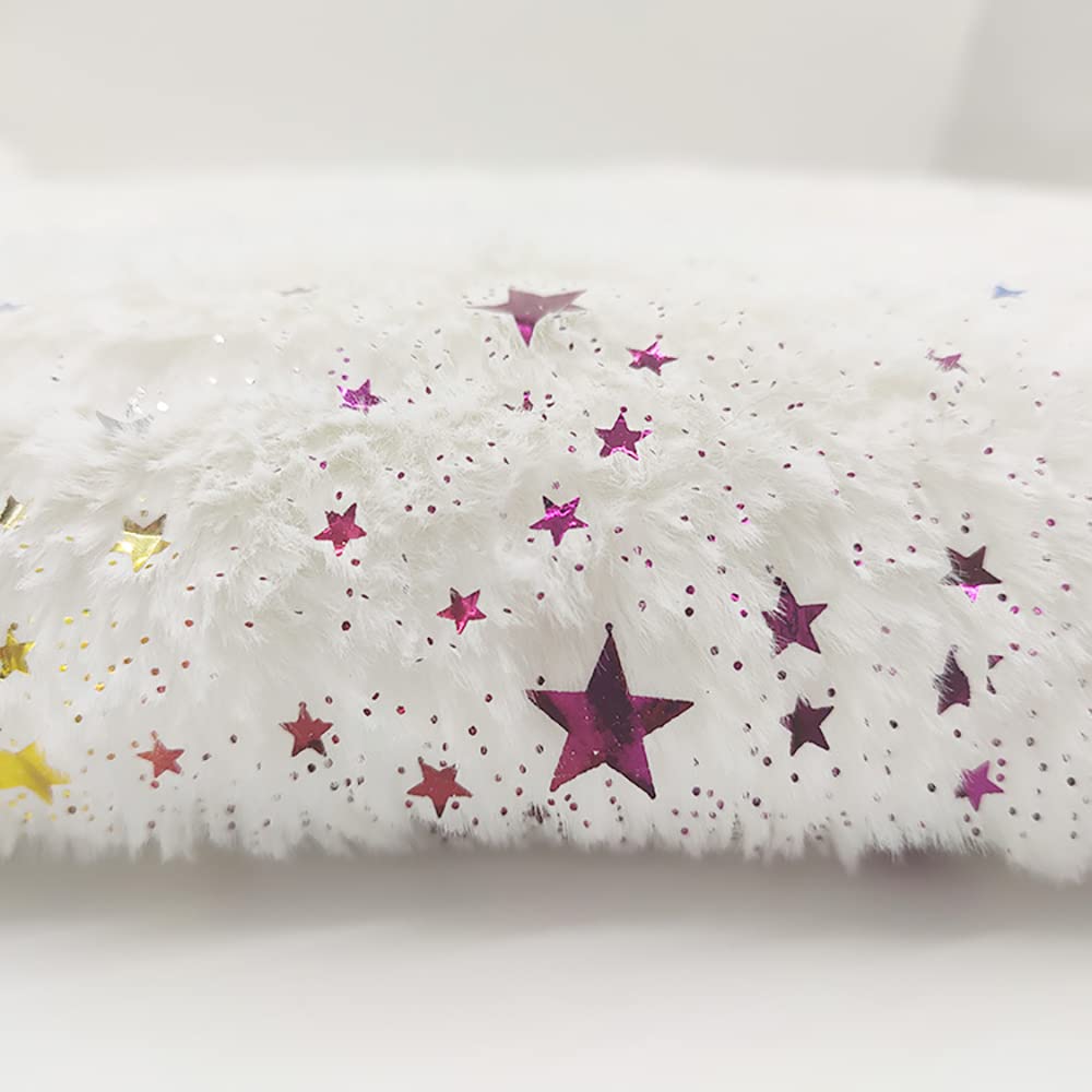 Tela de Felpa Tejido de Piel sintética con estrellitas Tejido de vellón Tejido Decorativo para Manualidades, Costura, Disfraces, decoración, Fondos de Cosplay 160X100cm(Size:10m)