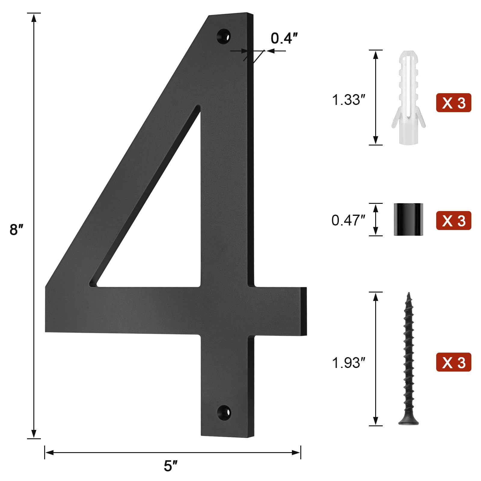 8 Inch Black Acrylic Address Sign Exterior With Spacers Vrorvz Modern ...
