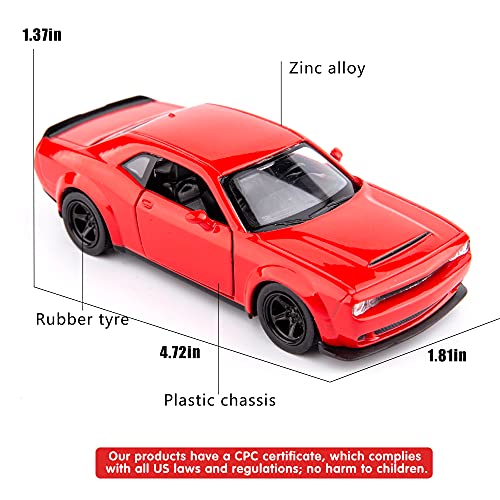 Modelo de coche Dodge Challenger escala 1:36 rojo miniatura 2