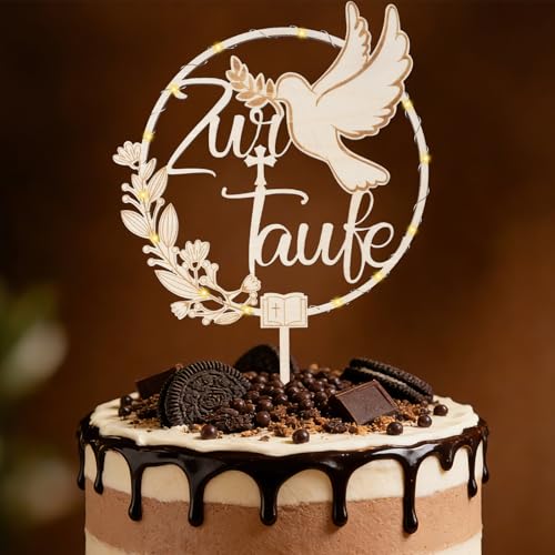 Cake Topper Taufe,Cake Topper zur Taufe aus Holz,Zur Taufe Tortendeko für Mädchen, Junge