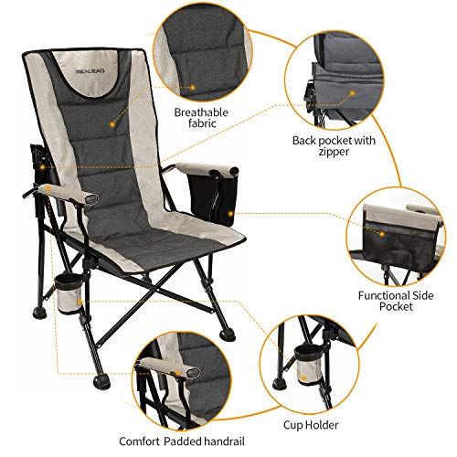 Realead Adjustable Oversized Folding Chair High Back Camp Chair Beach Chair Heavy Duty Portable Camping And Lounge Travel Outdoor Seat With Cup Holder,Heavy Duty Supports 400 Lbs #TOP4