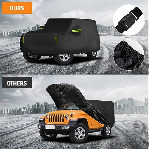 Funda para coche Jeep Wrangler 2 puertas impermeable exterior con cremallera 6