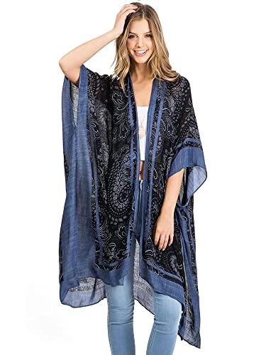 Image of Spicy Sandia Kimonos for Women Floral Beach Cover Up Loose Swimsuit Bathing Suit Coverup Cardigan for Summer Swimwear