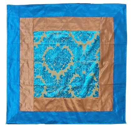 nozama Table Linen Cover Square for Kitchen (Blue and Brown)