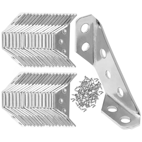 Yonality 35 Stück Dreiecksstütze Aus Edelstahl, Eckwinkel Dreiecksstütze Winkelverbinder Metall Winkel Klammern Befestigungswinkel, Möbelbau Winkel, für Holz Möbel Schrank Tisch Stuhl