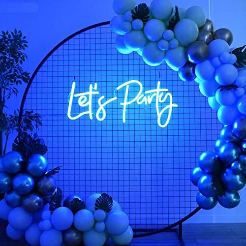 Image of Ulalaza LED Neon Sign Night Light for Wall Party Decor Bedroom Room Bar Wedding Home Birthday Art Decoration Christmas with USB Chain Light modulator 5v (lets party blue)