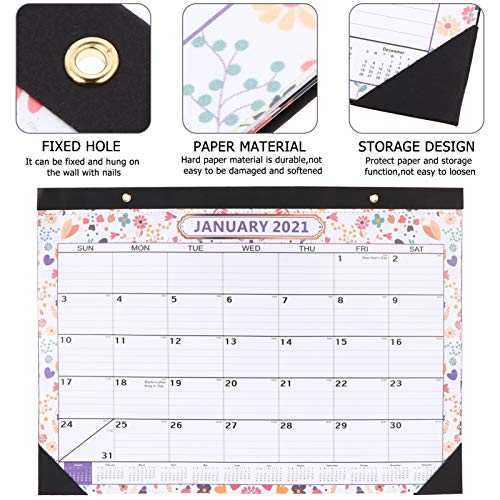 BESPORTBLE 2021 Calendário de parede mensal para pendurar na parede, calendário de parede, estampa d
