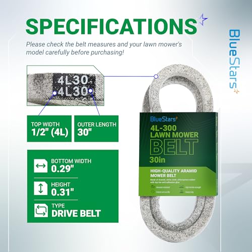 Image of BlueStars 4L-300 Drive Belt | Heavy-Duty Aramid Cord | 1 /2 inch x 30 inch