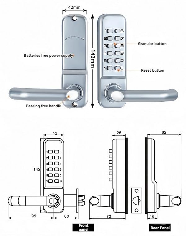 Cerradura mecánica de combinación para puerta de oficina, cerradura de puerta de madera, valla de hierro para exteriores, puerta antirrobo, impermeable, cerraduras de combinación mecánicas