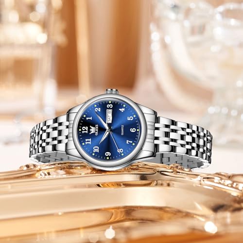 Image of OLEVS Luxury Ladies Watches,Women's Watch with Day and Date,Female Watch for Small Wrist,Gold Stainless Steel Watches for Women,Easy Read Ladies Wrist Watches Waterproof（Adjustable Strap