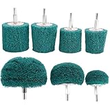 HighFree 7PCS Non Woven Abrasive Buffing Wheels Drill Attachment Set,Green Scouring Pads Wheel with 1/4' Shank for Polishing/Mirror/Stainless Steel/Copper/Aluminum/Wood-Wares