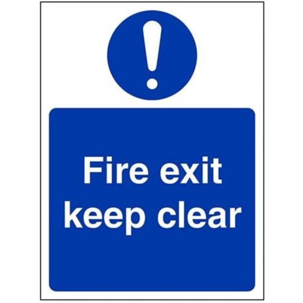 V Safety Fire Exit Keep Clear Sign - Portrait - 150mm x 200mm - Self Adhesive Vinyl