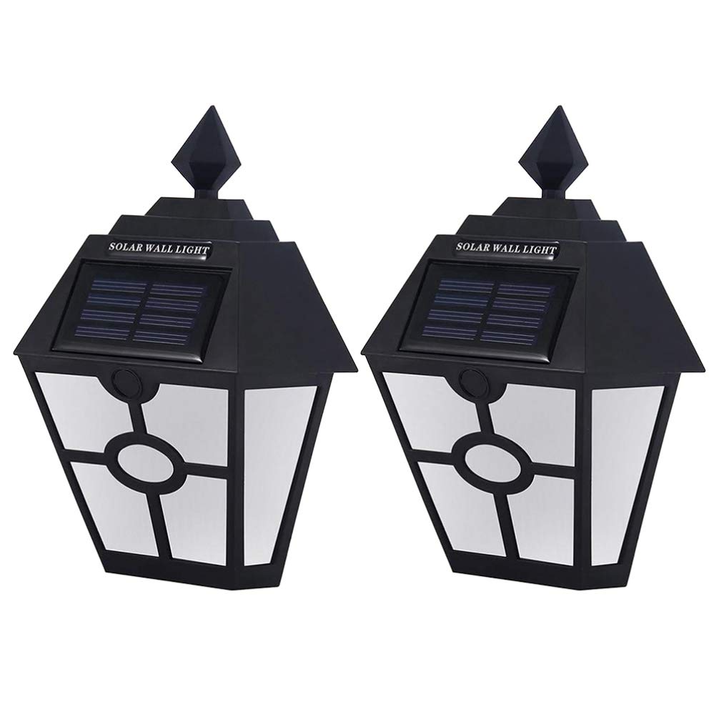 2pcs Solar Fence Post Lights Retro Hexagon Deck Lights Outdoor Waterproof Security Lamps for Patio Stairs Garden Pathway Warm Light White Light