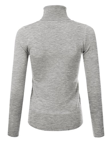 Image of Stretch Soft Knit Sweater Turtle Neck Long Sleeve Casual Lightweight Pullover Sweater for Womens with Plus Size