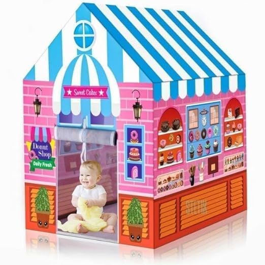 Image of Colorfull and Light Weight Children Play Tent House for 3-10 Years Old Kids Girls and Boys Light Weight and Foldable Children Toys, Indoor and Outdoor Kid Tent House (Mouse Tent)